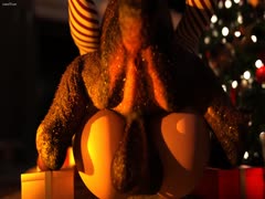 Santa lady twerks in front of dog and got dog orgasm inside her pussy